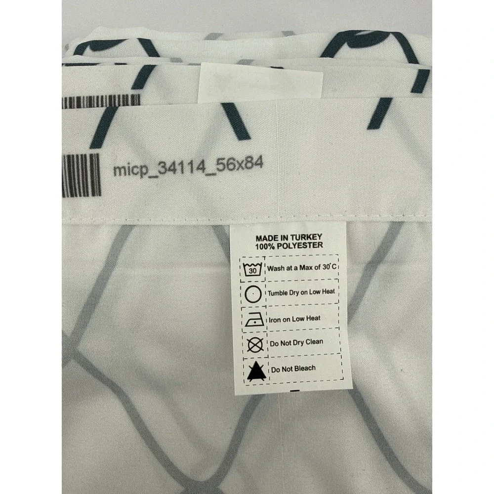 Premium White Black Geometric Knot Microfiber 2-Panel Window Curtains 56x84